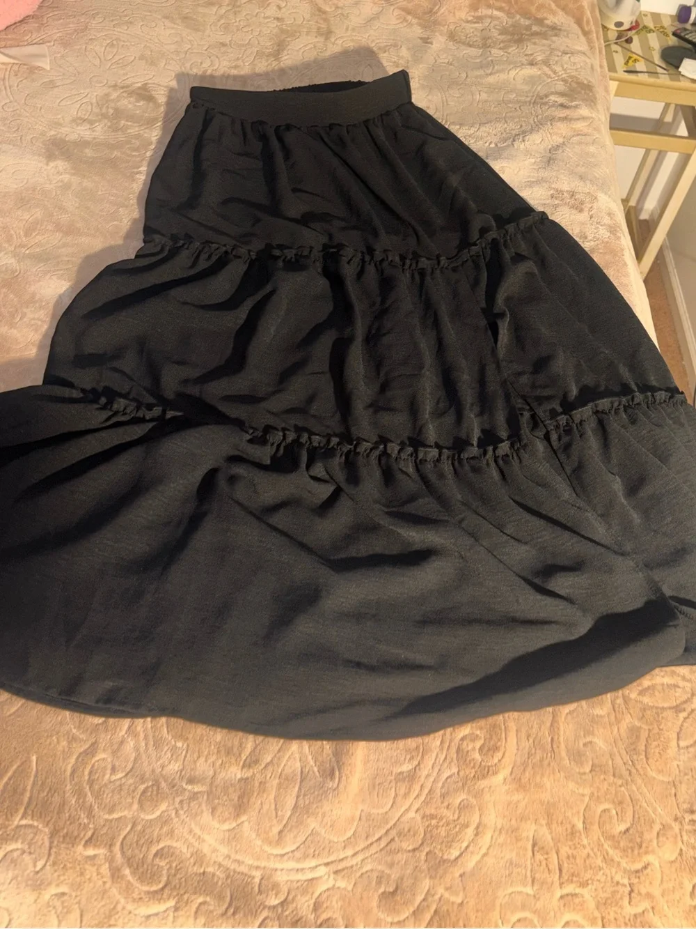 Women’s Black Tiered Maxi Skirt